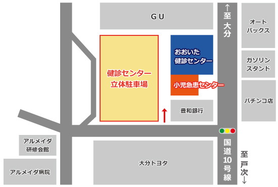 健診センターの立体駐車場をご利用ください